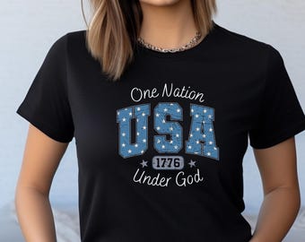 Camiseta dos EUA, camiseta One Nation Under God USA, camiseta do 4 de julho, camiseta patriótica, camiseta do Memorial Day