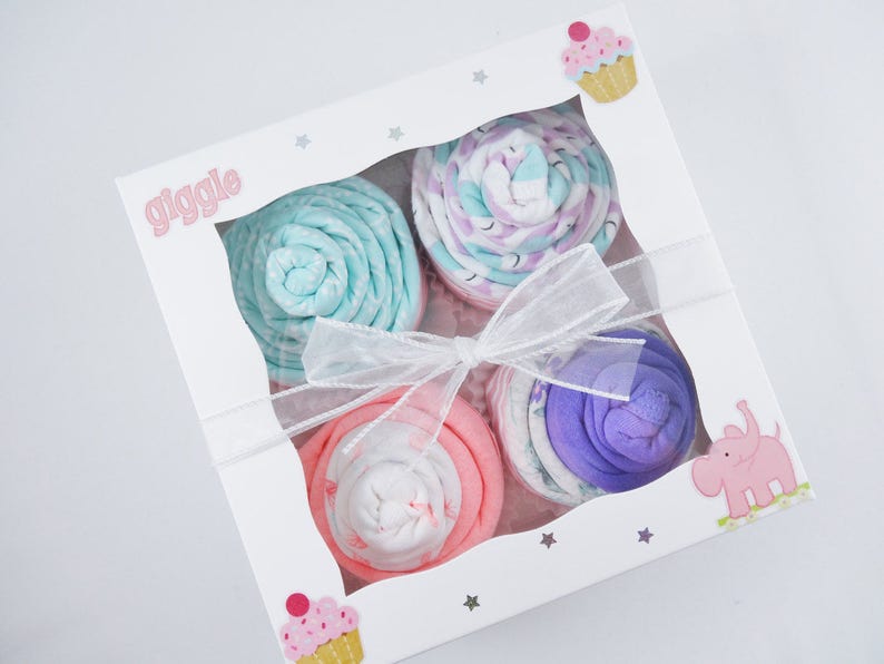 New Baby Girl Gift, Cute Baby Gift Set, Baby Shower Gift, Unique Baby Gifts, New Baby Gift Box, Baby Bodysuit Cupcake, Girl Baby Gift image 1