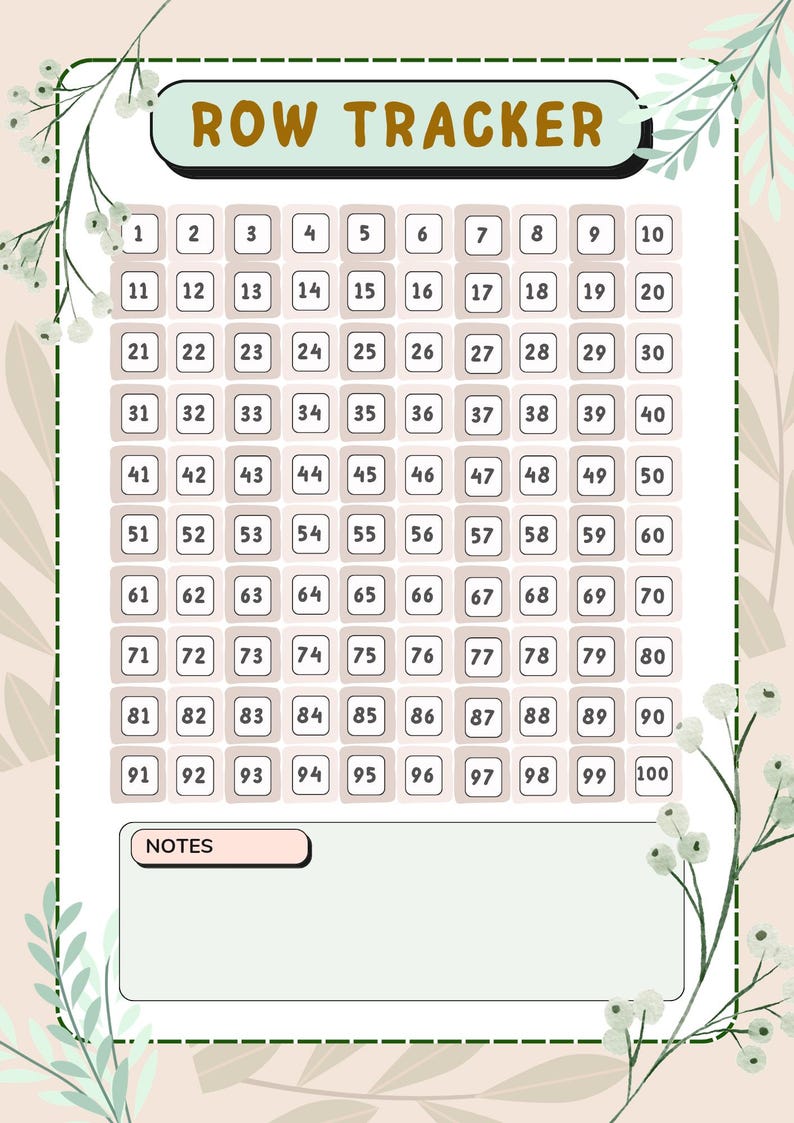 Row Time Tracker Crochet Knitting Row Tracker – Printable PDF Template (4 Designs) - Etsy