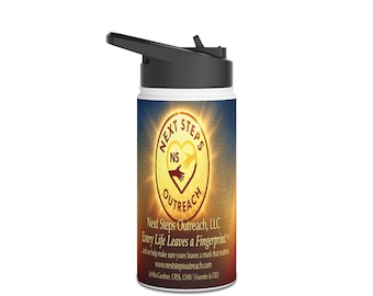 Next Steps Outreach Every Life Leaves a Fingerprint Stainless Steel Water Bottle, Standard Lid