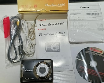 Canon PowerShot A480 Black - Full Collector’s Set - Original Box & Manuals - Vintage Digital Camera Y2K Aesthetic - Tested Working