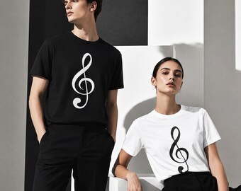 Minimalist Treble Clef Men Women TShirt, Music Lover Gift, Unisex Musician Tee