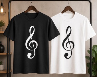 Treble Clef Men Women TShirt, Unisex Music Teacher Gift, Minimalist Musician Tee