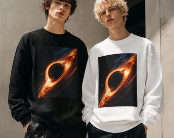 Black Hole Cosmic Galaxy Crewneck Men Women Sweatshirt, Space Art Pullover