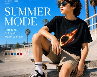 Youth Kids Black Hole TShirt, Cosmic Galaxy Space Tee, Astronomy Science Graphic Shirt