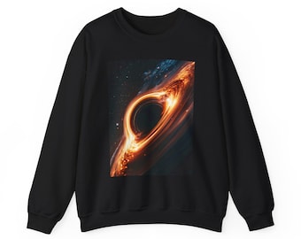 Sudadera de cuello redondo con diseño de agujero negro y galaxia cósmica, jersey de arte espacial.