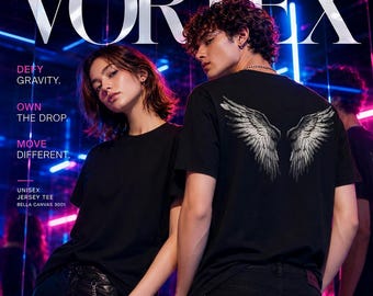 Angel Wings Back Print Men Women TShirt, Minimalist Gothic Wing Tee, Unisex Streetwear