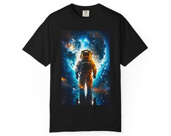 Camiseta con estampado cósmico de astronauta, camiseta de ciencia ficción del universo espacial unisex.