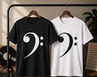 Bass Clef Men Women T-Shirt, Minimalist Music Teacher Gift, Unisex Musician Tee