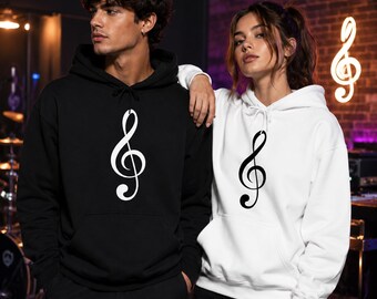 Treble Clef Men Women Hoodie, Unisex Music Teacher Pullover, Piano Lover Sweatshirt