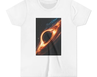 Camiseta juvenil con diseño de agujero negro, camiseta científica sobre la galaxia del disco de acreción cósmica.