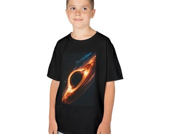 Youth Kids Black Hole T-Shirt, Cosmic Galaxy Space Tee, Astronomy Science Graphic Shirt