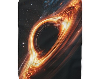 Manta de forro polar Sherpa con diseño de agujero negro, manta de galaxia cósmica, arte espacial de ciencia ficción.