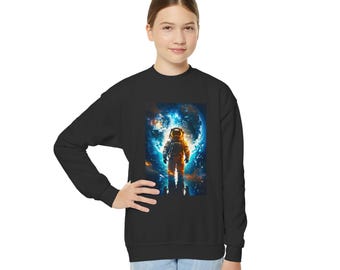 Sudadera juvenil de cuello redondo con diseño de astronauta, suéter científico de la galaxia Portal Cósmico