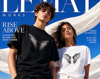 Minimalist Angel Wings Men Women TShirt, Gothic Graphic Tee, Unisex Softstyle Shirt