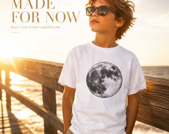 Youth Kids Super Full Moon TShirt, Youth Space Celestial Tee, Lunar Astronomy Shirt