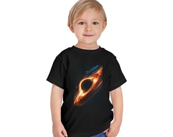Camiseta infantil con diseño de agujero negro, camiseta espacial con diseño de disco de acreción cósmica para amantes del espacio.