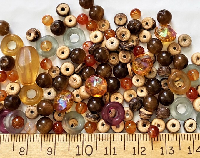 earth tones bead destashsmall assorted reclaimed--mixed lot of 100+