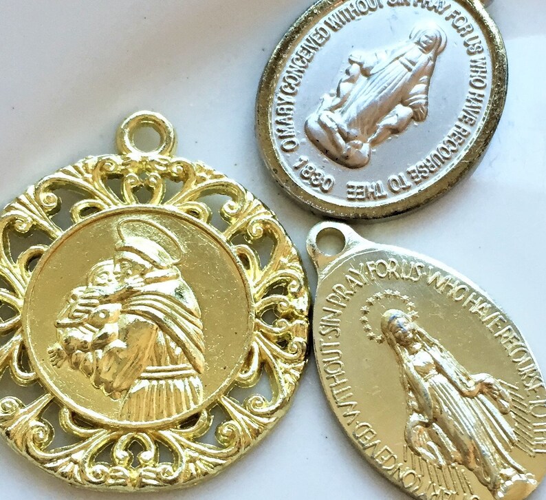 Christian religious medals//gold tone and silver tone Etsy