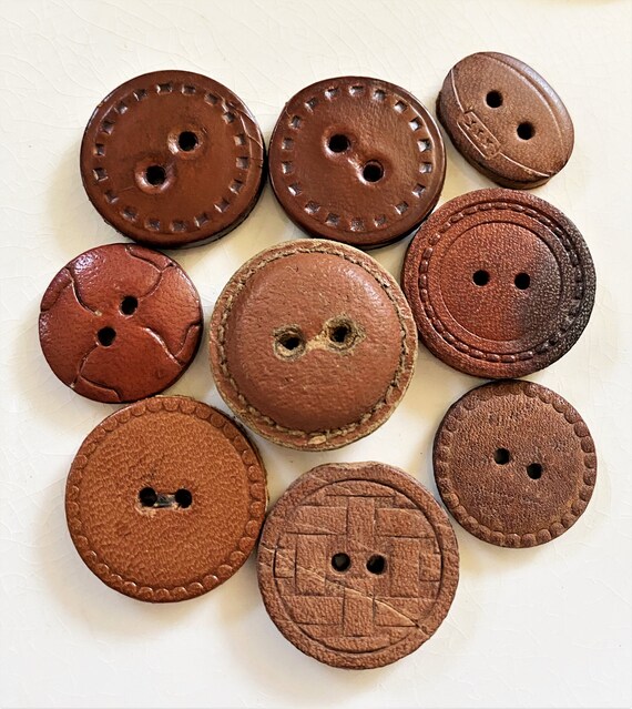 Assorted brown leather buttons//vintage reclaimed distressed Etsy