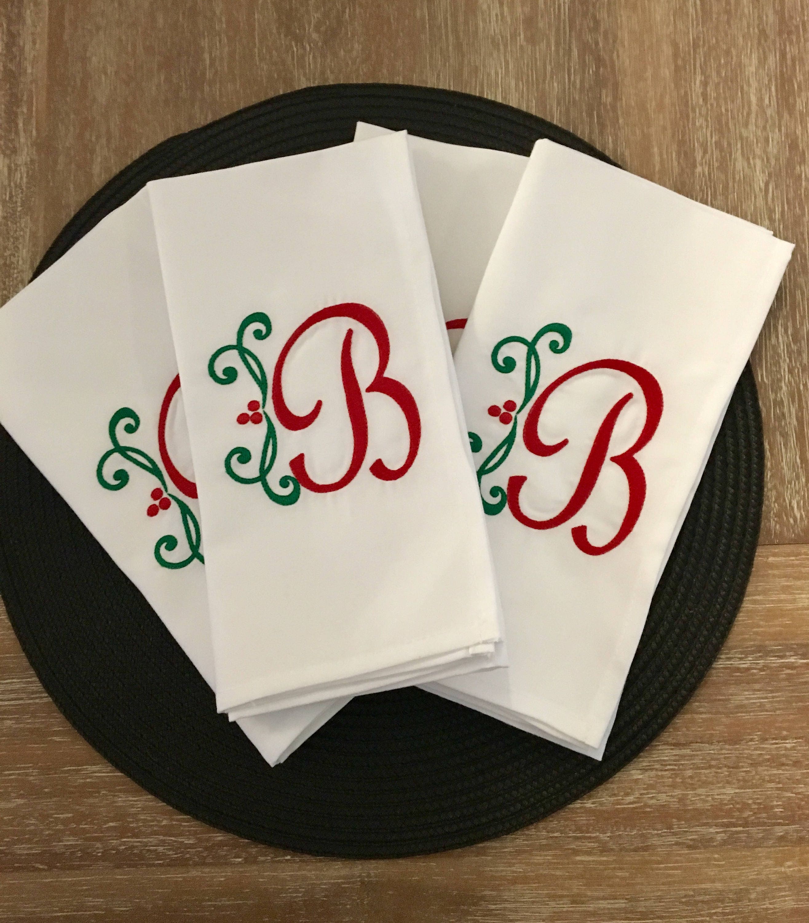 Monogrammed Cloth Napkins/Christmas Napkin Set/ Personalized Etsy