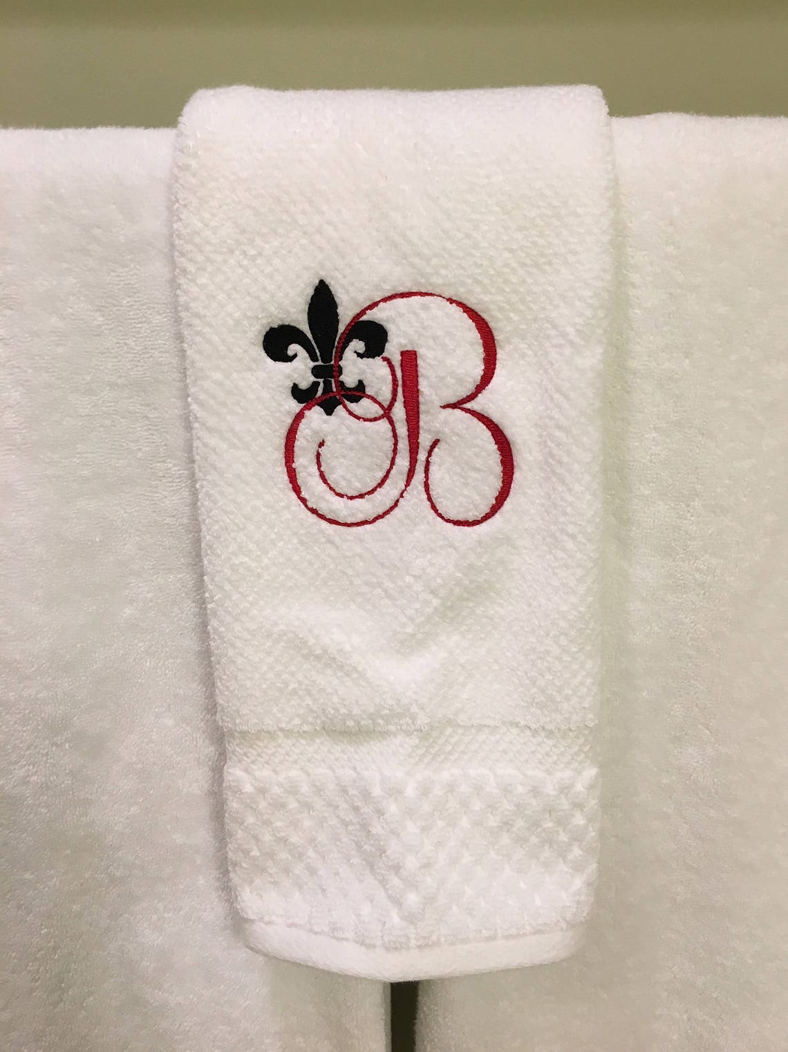 Monogrammed Hand Towel. Fleurde Lis Towel. Personalized Hand Etsy