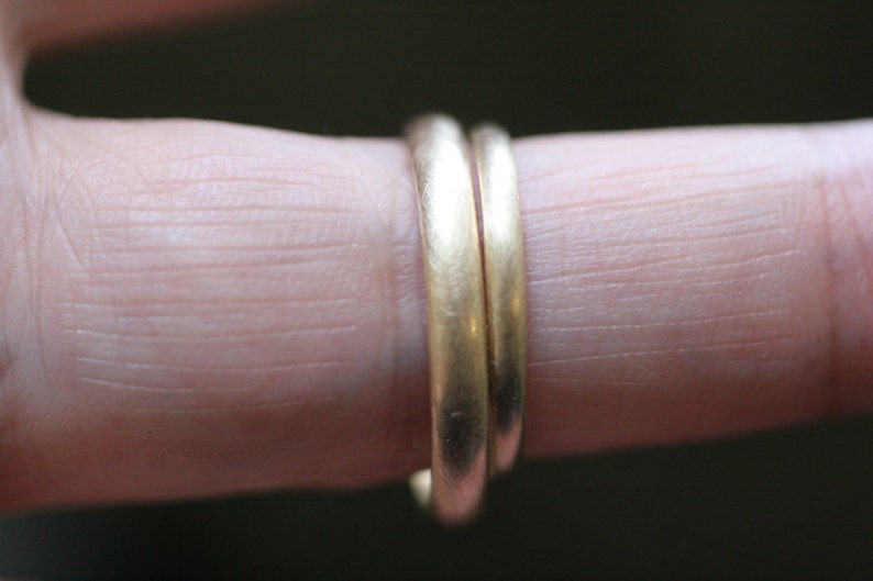 14k yellow gold half round wedding band set 2 rings image 5