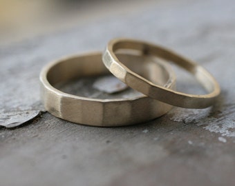 Hammered 14k Gold Matching Wedding Bands