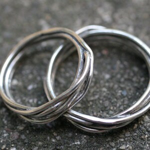 Fit to be tied wedding band set 2 rings in Sterling Silver image 2