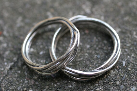 Fit to Be Tied Wedding Band Set 2 Rings in Sterling Silver 