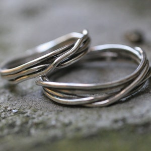 Fit to be tied wedding band set 2 rings in Sterling Silver image 1