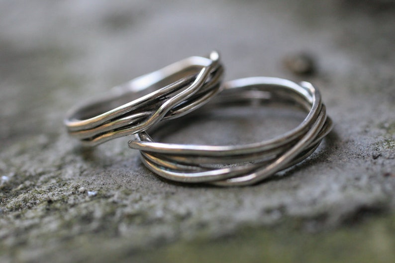 Fit to be tied wedding band set 2 rings in Sterling Silver image 1