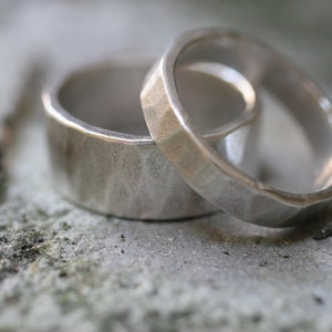 Hammered Sterling Silver Bands 2 rings image 1