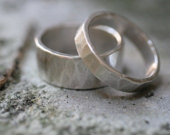 Hammered Sterling Silver Bands (2 rings)