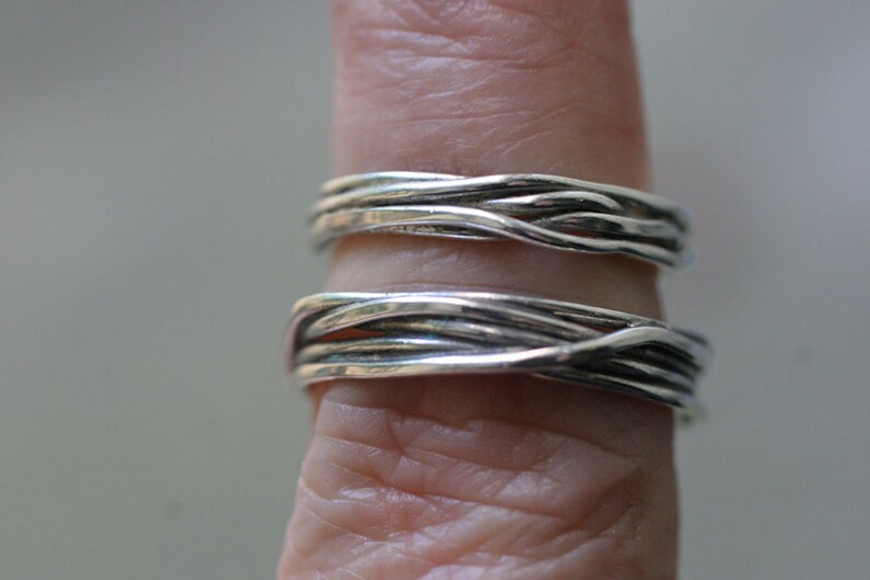 Fit to be tied wedding band set 2 rings in Sterling Silver image 3