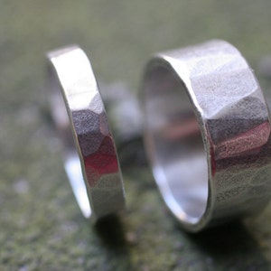 Hammered Sterling Silver Bands 2 rings image 5