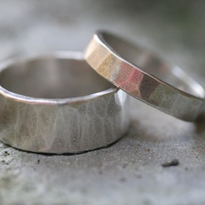 Hammered Sterling Silver Bands 2 rings image 2