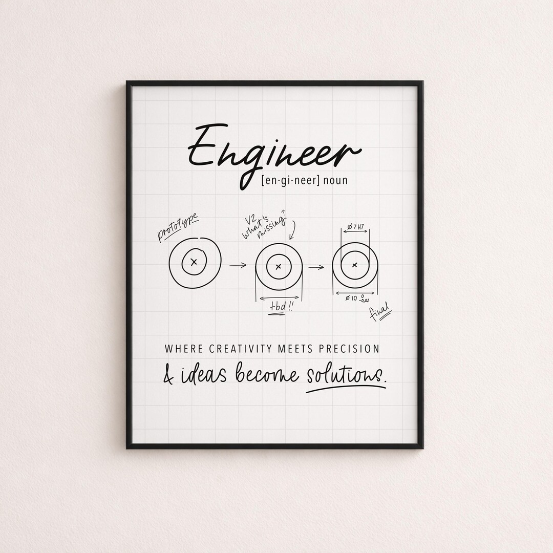 Engineer Definition Poster | Minimalist Engineering Wall Art | Office ...