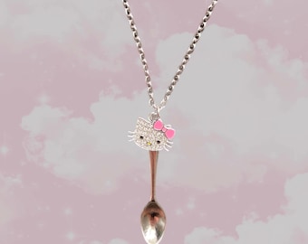 Kitty Pendant Necklace | Cute Kawaii Charm Necklace | Y2K Jewellery | Handmade Gift
