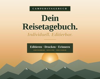 Editable Camper Diary | Motorhome & Caravan Travel Journal | Packing List | Campsite Rating | Printable A4 | HTML Download (German)