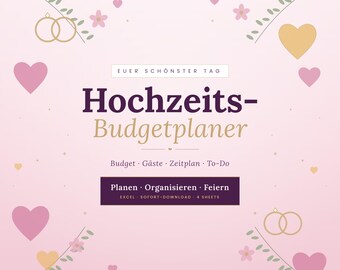 Wedding Budget Excel Template | Wedding Planner (German) | Budget Planner, Guest List, To-Do List | Excel Template for Brides and Grooms 2026