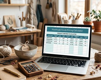 Productprijscalculator voor Google Spreadsheets en Excel, handgemaakte prijsspreadsheet met winstmarge, digitale download Etsy-verkoper