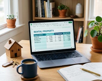 Rental Property Tracker Spreadsheet, Landlord Income Expense Cash Flow (Digital Download)