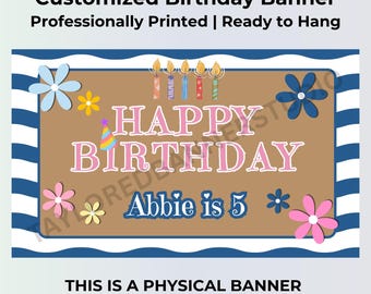 Personalized Birthday Banner | Custom Birthday Banner Any Age | Printed Vinyl Banner | Birthday Party Decor | Ready to Hang