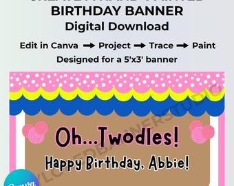 Banner voor de 2e verjaardag van Oh Twodles | Bewerkbare Canva-sjabloon | Project & Paint