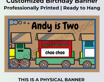 Train Birthday Banner | Personalized Choo Choo Birthday Banner | Custom Printed Vinyl Banner | Train Party Decorations | Ready to Hang