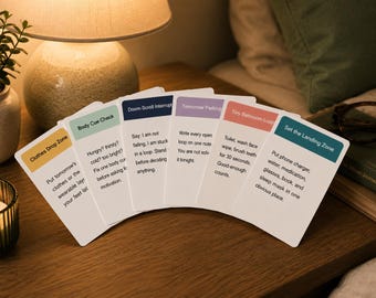 ADHD Bedtime Checklist Printable for Adults, Evening Shutdown Cards, Sleep Routine Planner PDF