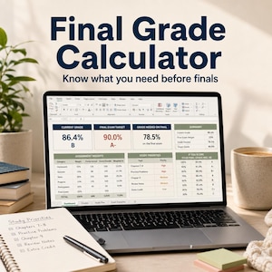 Student Final Grade Calculator Excel, Finals What-If Planner and Missing Work Rescue Spreadsheet
