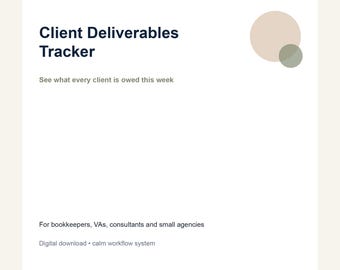 Client Deliverables Tracker Spreadsheet for Recurring Service Businesses | Weekly Obligation Dashboard