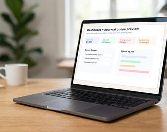Team Expense Tracker Spreadsheet, Employee Expense Google Sheets, Small Business Receipt Approval Dashboard